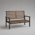 Gartenbank für 2 Personen aus massivem Akazienholz und pulverbeschichtetem Stahl, Braun/Schwarz, 120 × 62 × 87 cm