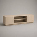 Rechteckiges TV-Lowboard aus melaminharzbeschichteter Spanplatte, Hellbeige mit heller Eichenmaserung, 160 × 40 × 50 cm