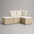 3-teiliges Gartensofa-Set aus PE-Rattan mit Stahlgestell und Polstern, Beige/Creme, 281 × 75 × 78 cm