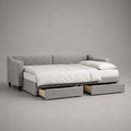 3-Sitzer-Schlafsofa mit Schlaffunktion und 2 Stauraumschubladen, Polyester-Velours, Hellgrau, 225 x 95 x 88 cm, Liegefläche 200 x 140 cm