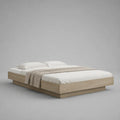 Bettgestell 160 × 200 cm, Doppelbett-Plattformbett aus melaminharzbeschichteter Spanplatte, 208 × 168 × 40 cm, Eichenoptik Natur