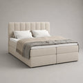 Boxspringbett 180 x 200 cm in Beige mit Polyester-Velours, Bonellfederkern, Taschenfederkernmatratzen und Kaltschaumtopper