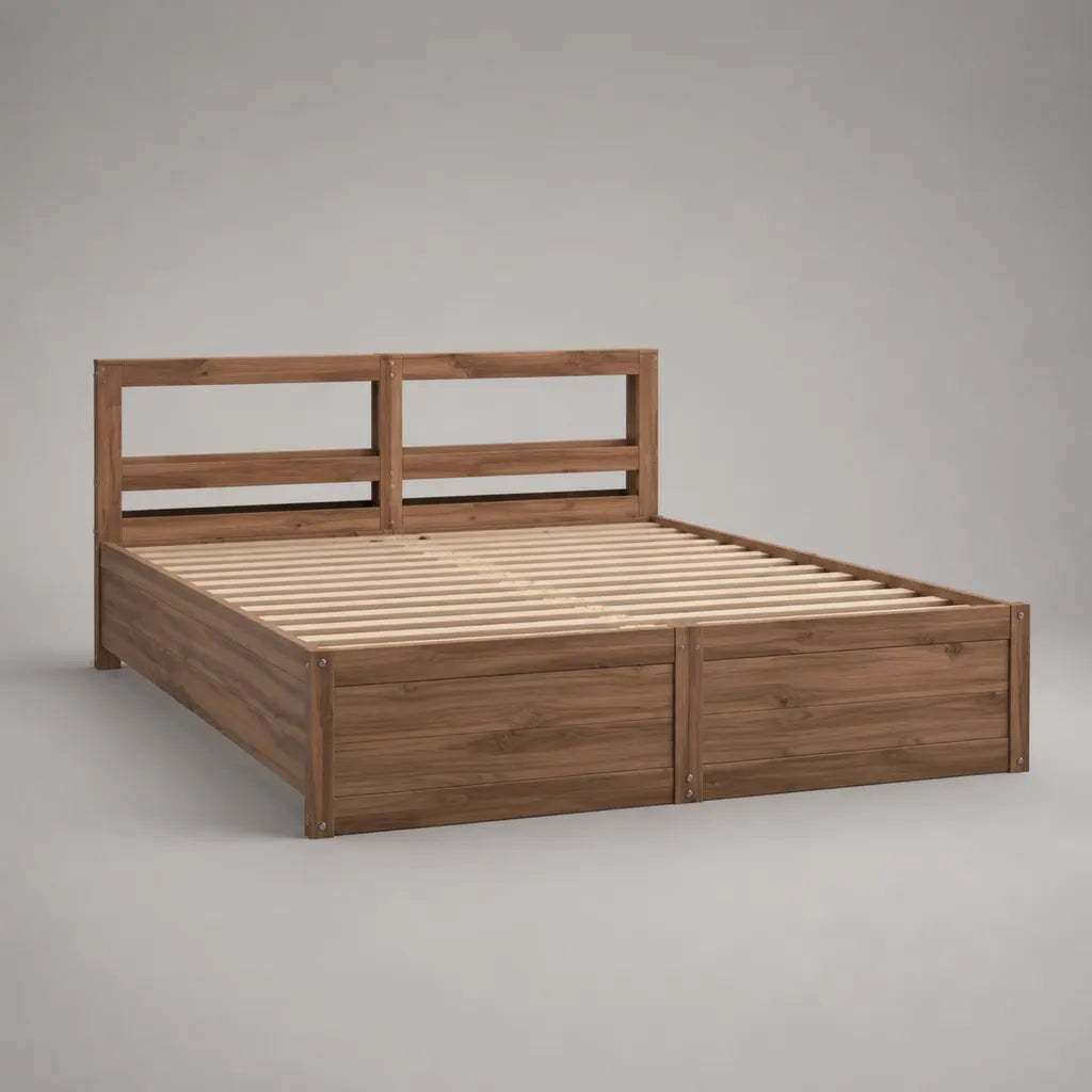 Doppelbett Massivholzbett mit Lattenrost aus Kiefer, Braun/Natur, Liegefläche 160 x 200 cm, Außenmaß 208 x 168 x 100 cm