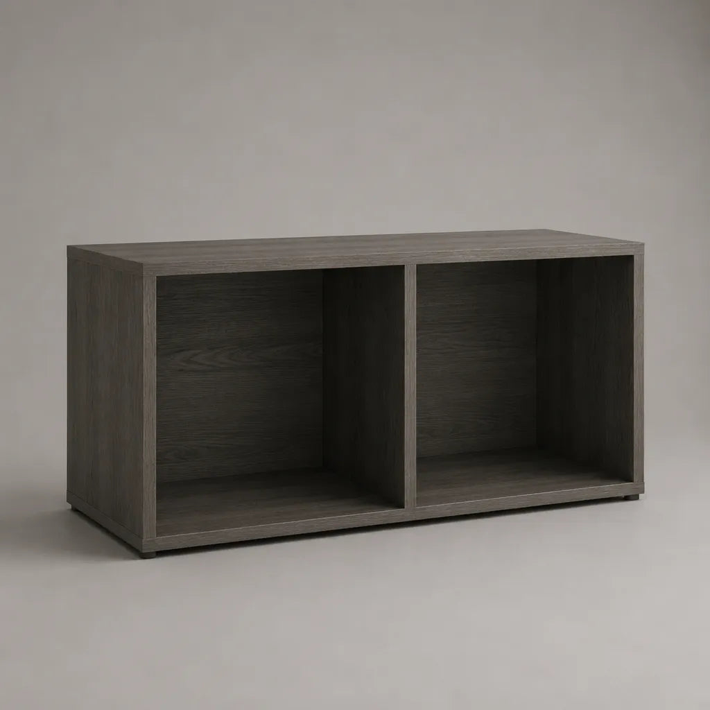TV-Lowboard aus melaminharzbeschichteter Spanplatte mit 2 offenen Fächern, Dunkelgrau, 100 x 40 x 50 cm
