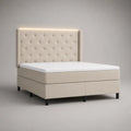 Boxspringbett mit LED-Kopfteil, Beige, Liegefläche 180 x 200 cm, Gesamtmaß 190 x 215 x 125 cm