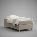 Boxspringbett ohne Kopfteil mit Taschenfederkernmatratze und Topper, Polyesterbezug Beige/Natur, 180 × 200 cm, Höhe 62 cm