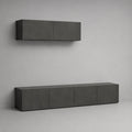 2-teiliges TV-Möbel-Set aus MDF und Spanplatte, Dunkelgrau in Betonoptik, Lowboard 240 × 40 × 40 cm und Hängeschrank 120 × 40 × 35 cm