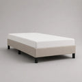 Polsterbett mit Matratze, 2-teiliges Set, Polyesterbezug, Massivholzrahmen, Beige/Weiß/Schwarz, 140 × 200 cm